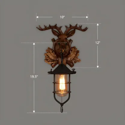Rustic Wood Wall Sconce Lantern Country Corridor Light Image - 25
