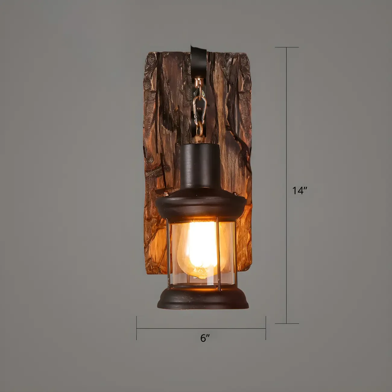 Rustic Wood Wall Sconce Lantern Country Corridor Light Image - 27
