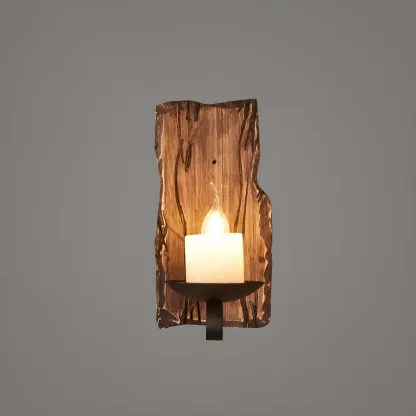 Rustic Wood Wall Sconce Lantern Country Corridor Light Image - 28