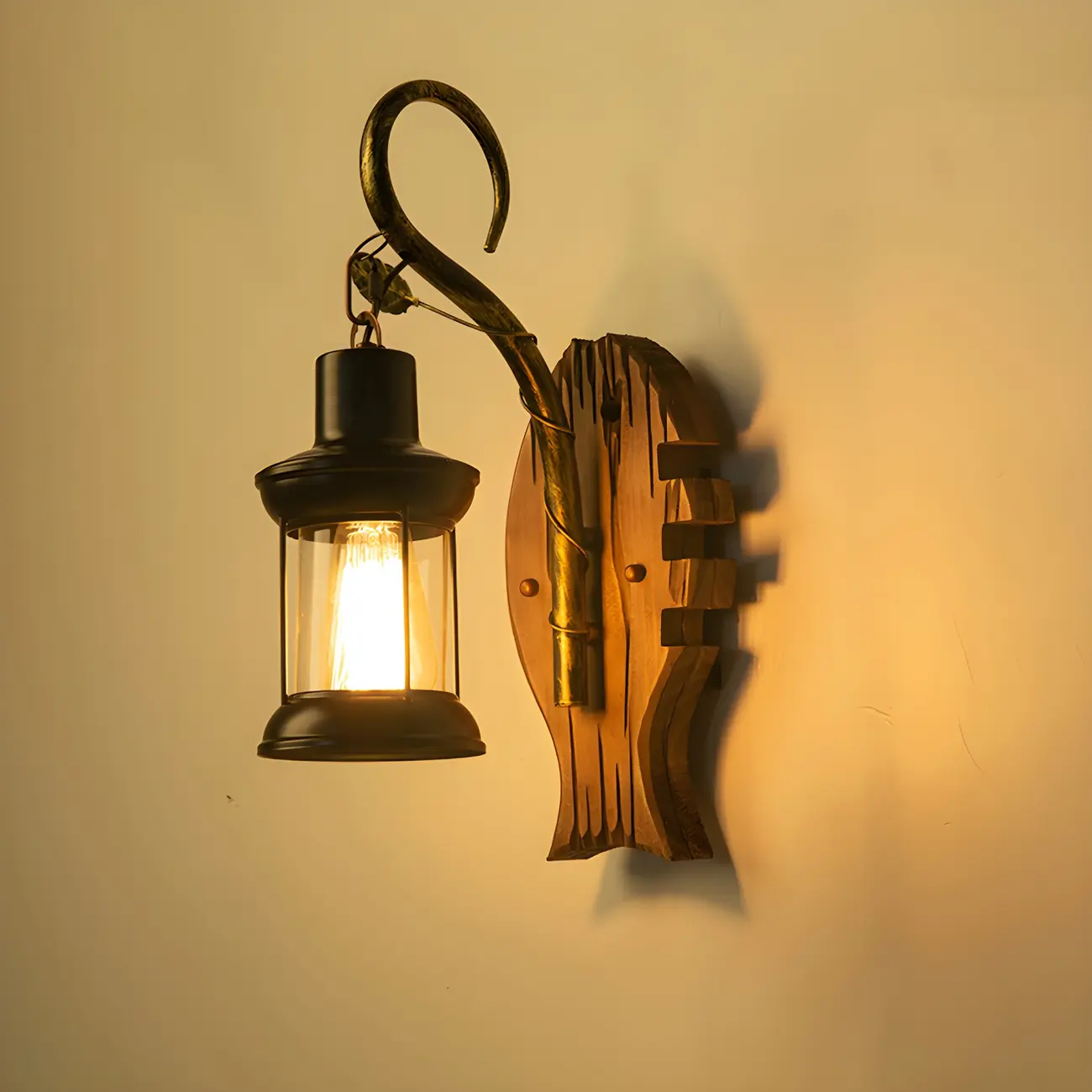 Rustic Wood Wall Sconce Lantern Country Corridor Light Image - 29 | homeyfad
