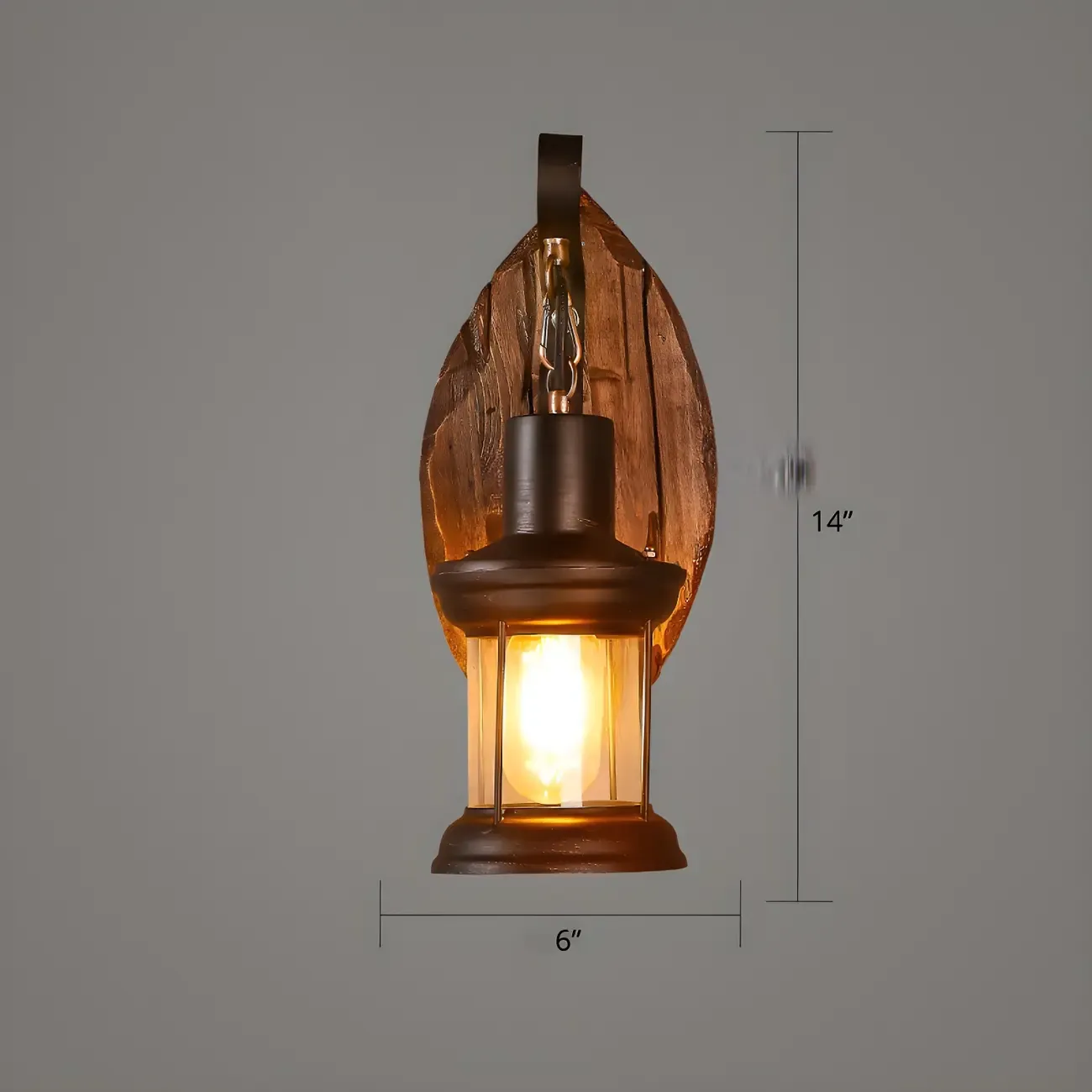 Rustic Wood Wall Sconce Lantern Country Corridor Light Image - 30