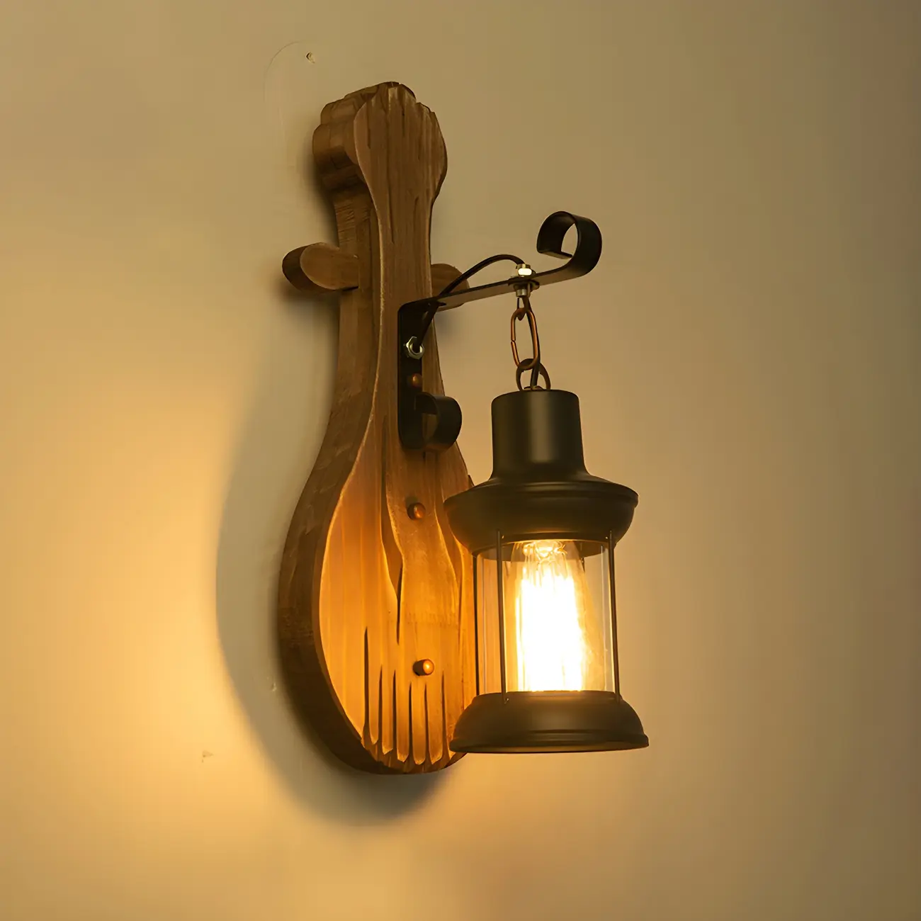 Rustic Wood Wall Sconce Lantern Country Corridor Light Image - 31 | homeyfad