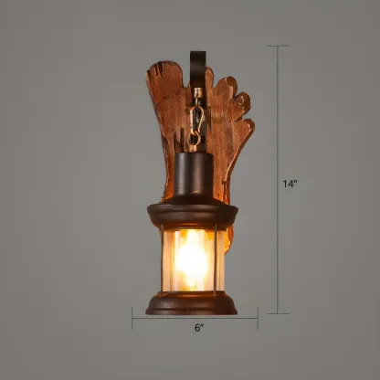 Rustic Wood Wall Sconce Lantern Country Corridor Light Image - 32