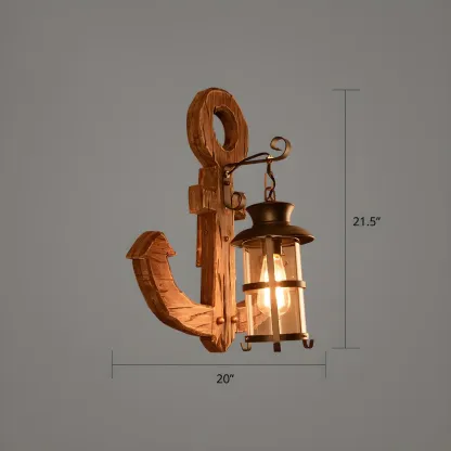 Rustic Wood Wall Sconce Lantern Country Corridor Light Image - 33