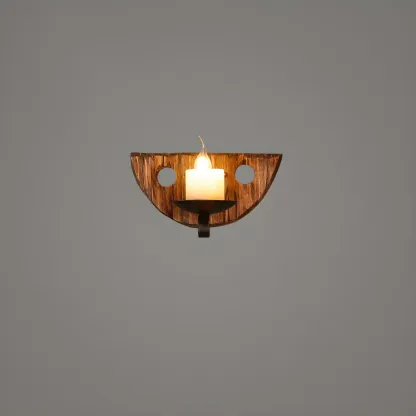 Rustic Wood Wall Sconce Lantern Country Corridor Light Image - 40