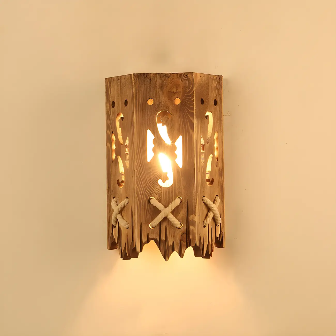 Rustic Wood Wall Sconce Lantern Country Corridor Light Image - 41 | homeyfad