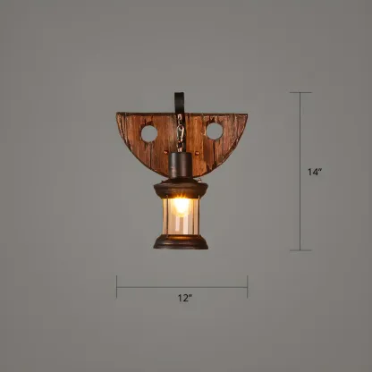 Rustic Wood Wall Sconce Lantern Country Corridor Light Image - 43