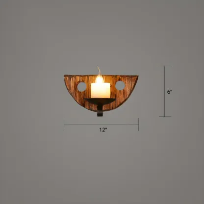 Rustic Wood Wall Sconce Lantern Country Corridor Light Image - 46