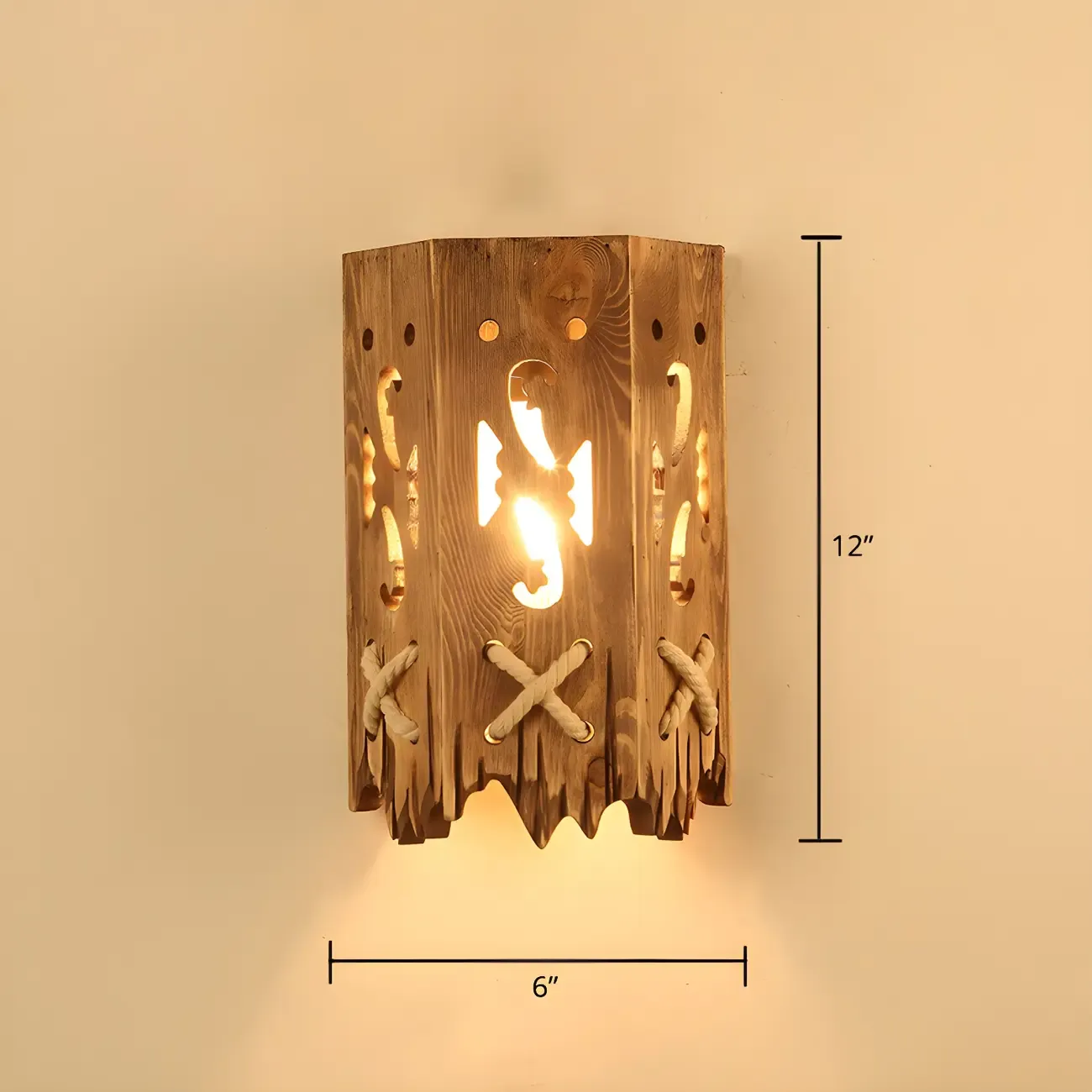 Rustic Wood Wall Sconce Lantern Country Corridor Light Image - 47