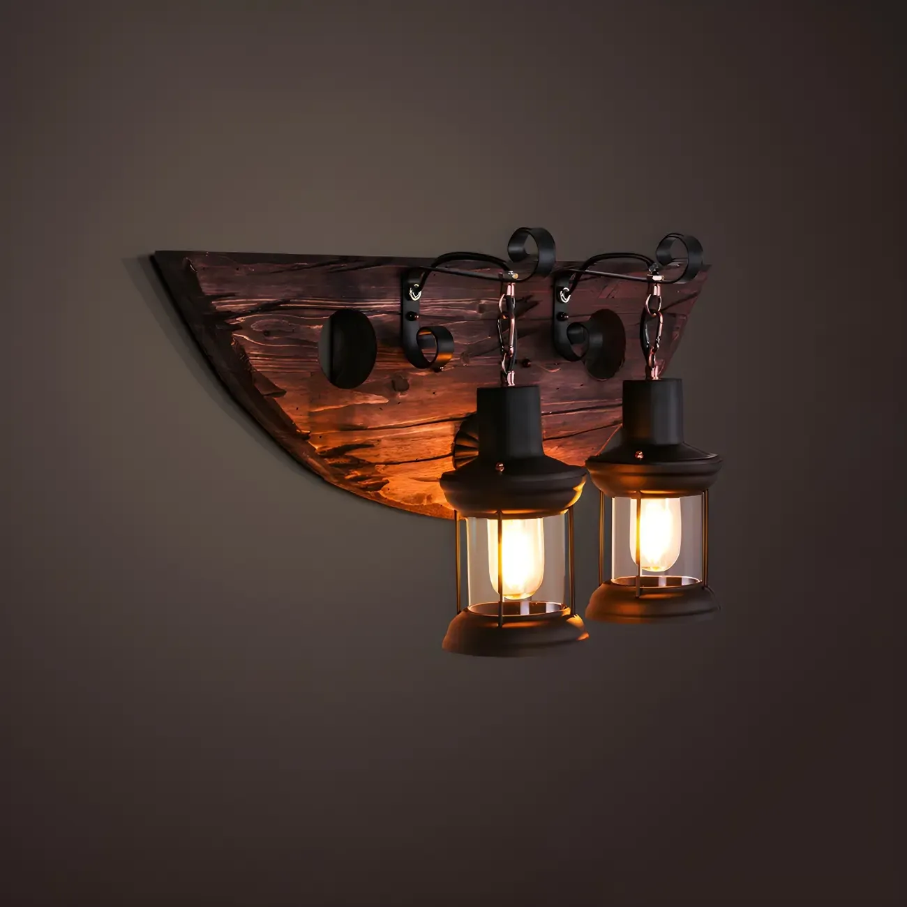 Rustic Distressed Wood & Glass Wall Sconce for Indoor  Image - 5