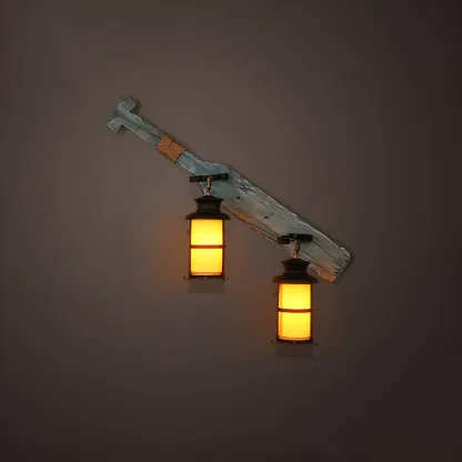 Rustic Distressed Wood & Glass Wall Sconce for Indoor  Image - 6