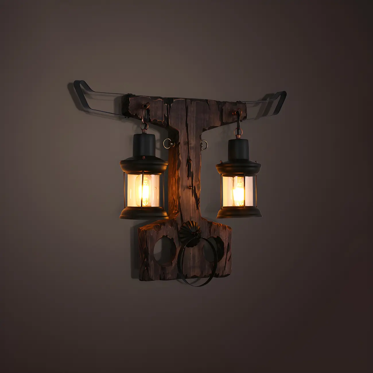 Rustic Distressed Wood & Glass Wall Sconce for Indoor  Image - 8 | homeyfad