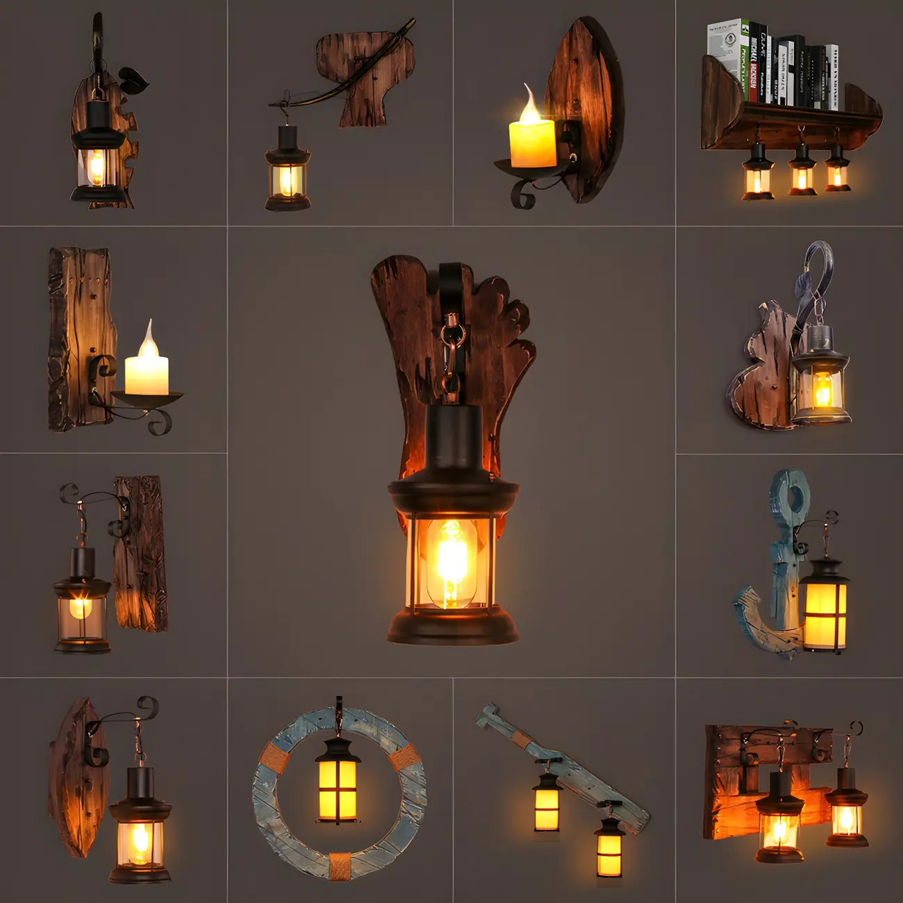 Rustic Distressed Wood & Glass Wall Sconce for Indoor  Image - 9 | homeyfad
