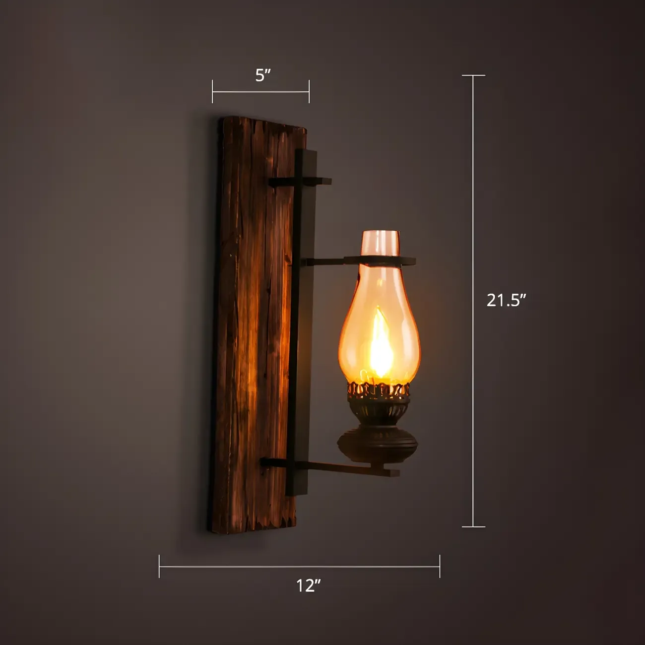 Rustic Distressed Wood & Glass Wall Sconce for Indoor  Image - 11