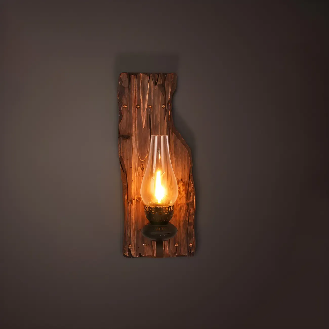 Rustic Distressed Wood & Glass Wall Sconce for Indoor  Image - 13