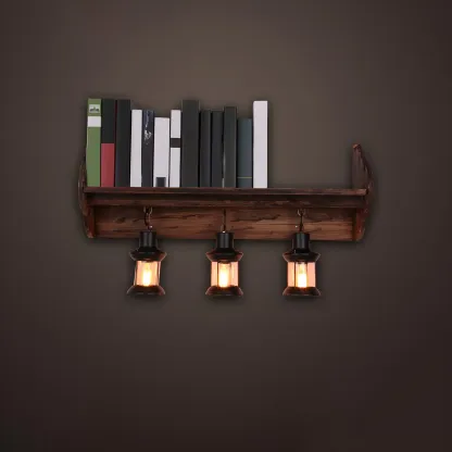 Rustic Distressed Wood & Glass Wall Sconce for Indoor  Image - 15
