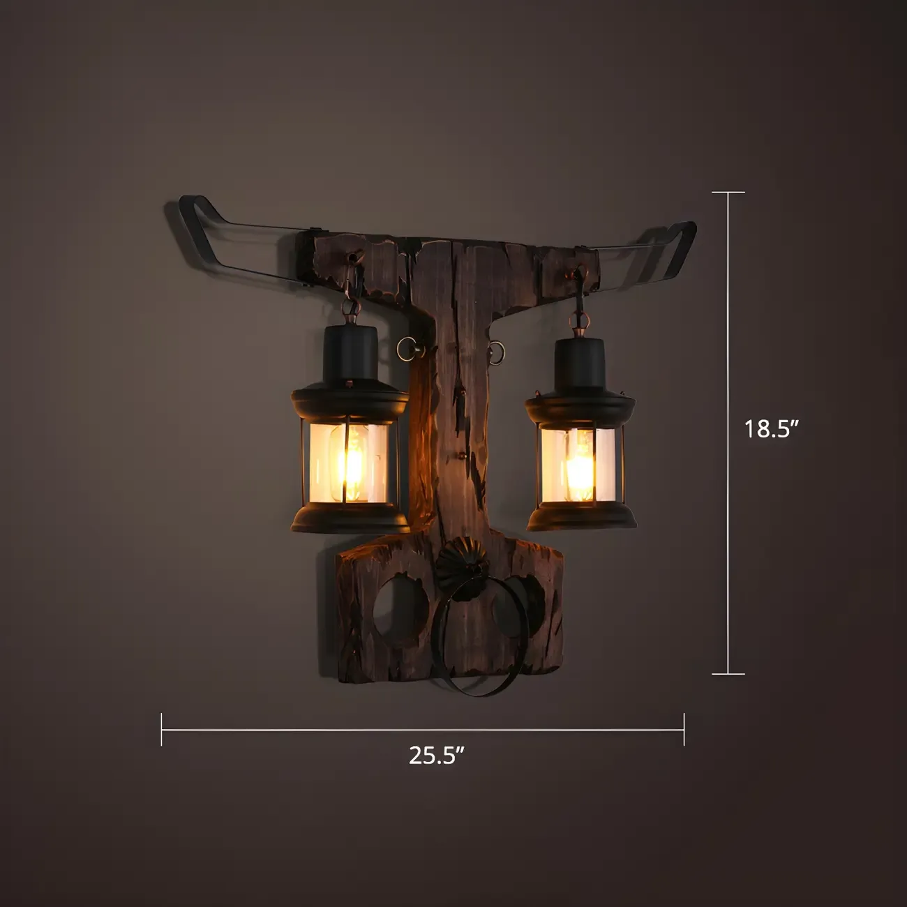 Rustic Distressed Wood & Glass Wall Sconce for Indoor  Image - 17