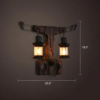 Rustic Distressed Wood & Glass Wall Sconce for Indoor  Image - 17