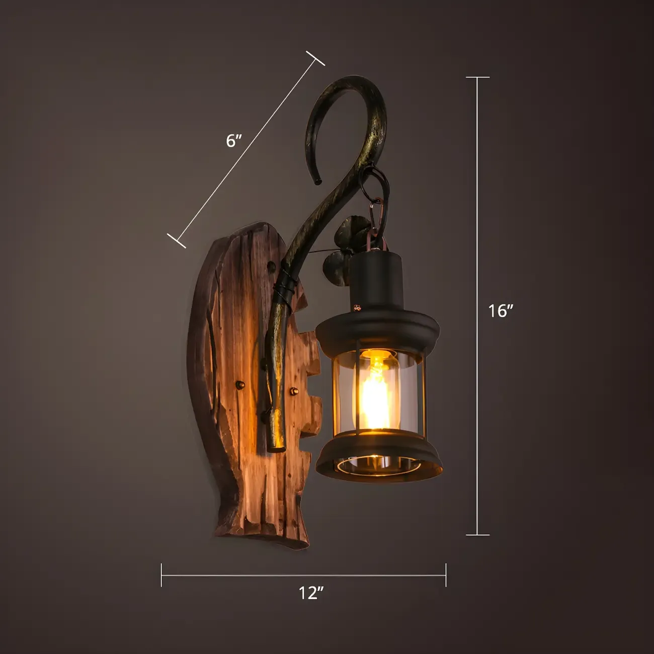 Rustic Distressed Wood & Glass Wall Sconce for Indoor  Image - 19