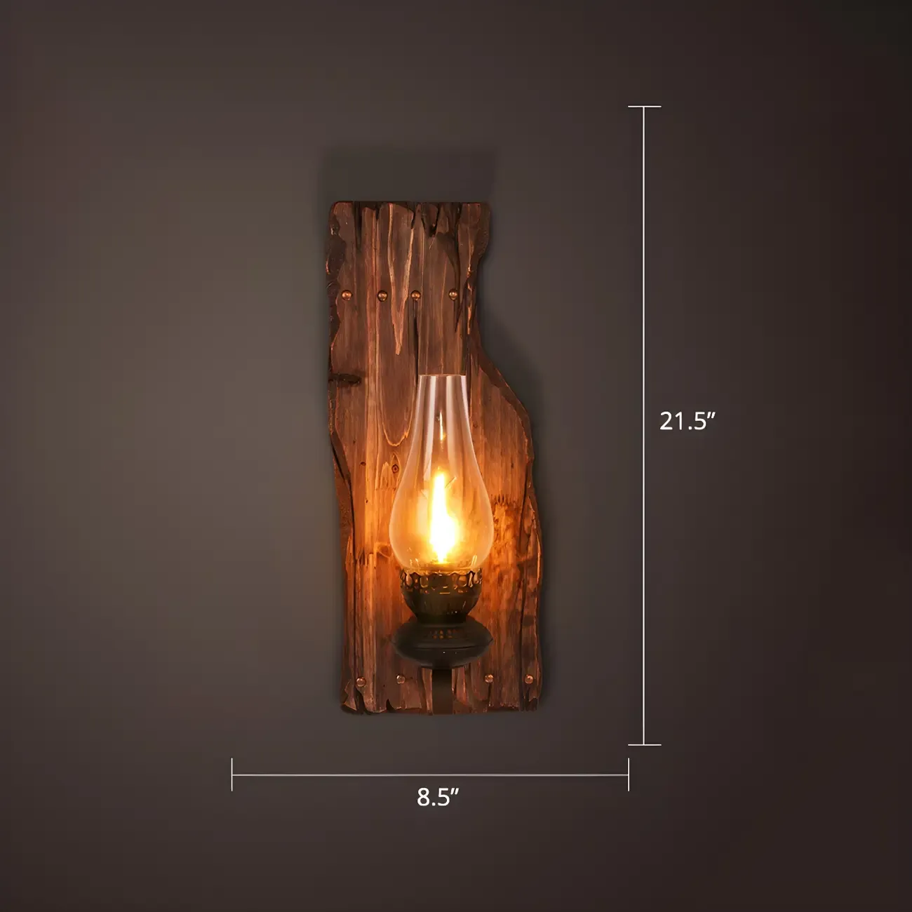 Rustic Distressed Wood & Glass Wall Sconce for Indoor  Image - 24