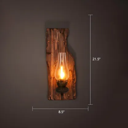 Rustic Distressed Wood & Glass Wall Sconce for Indoor  Image - 24