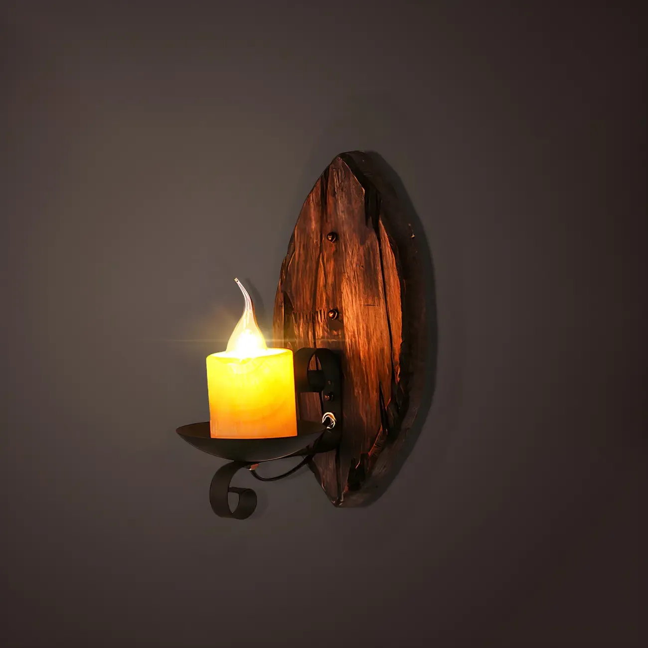 Rustic Distressed Wood & Glass Wall Sconce for Indoor  Image - 33