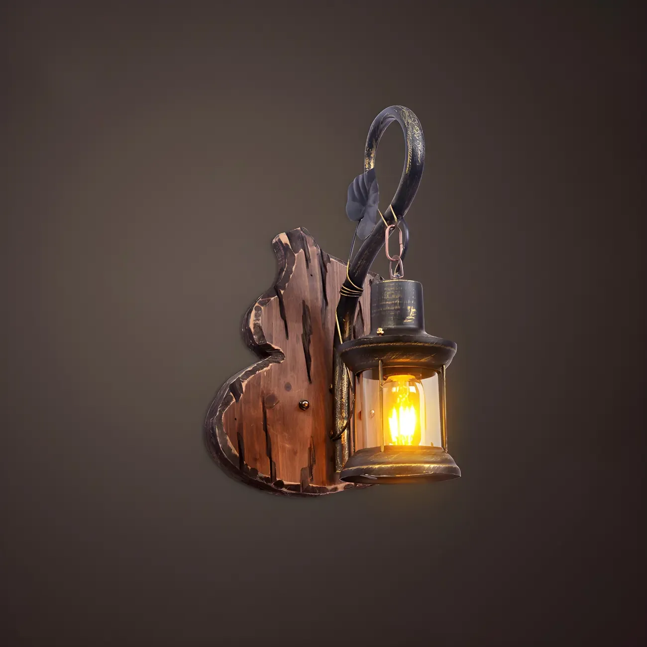 Rustic Distressed Wood & Glass Wall Sconce for Indoor  Image - 37