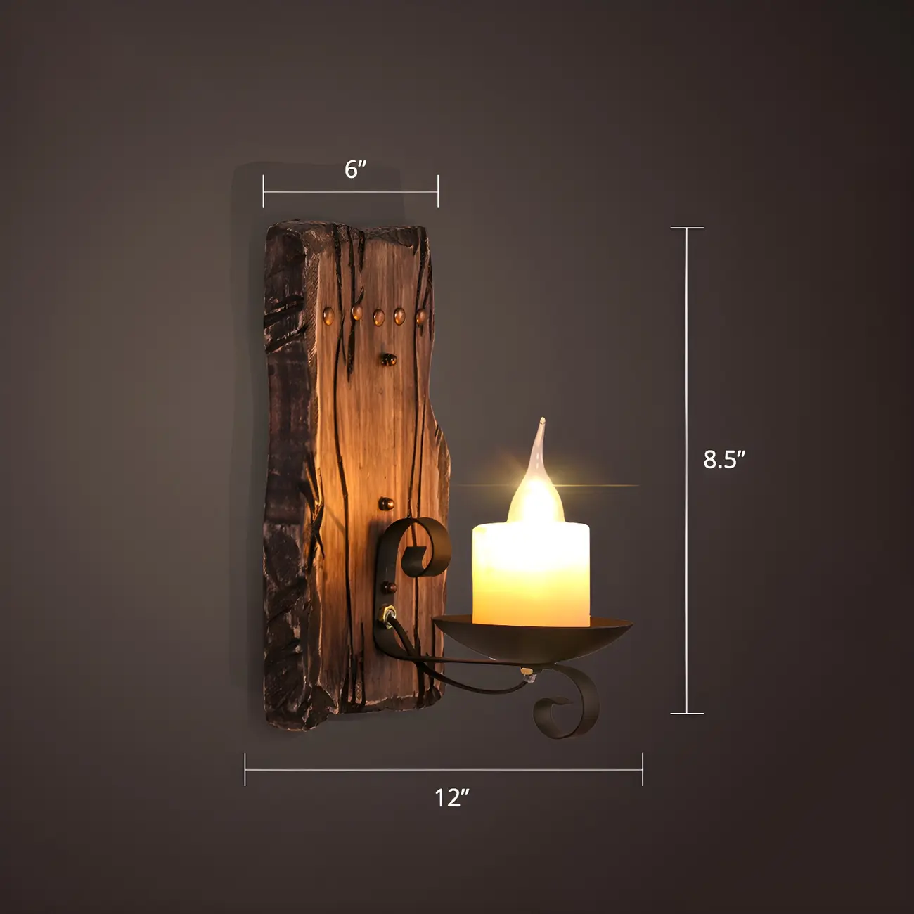 Rustic Distressed Wood & Glass Wall Sconce for Indoor  Image - 38 | homeyfad
