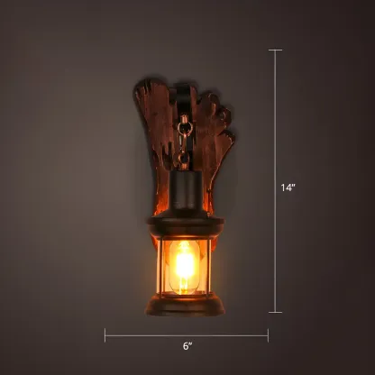 Rustic Distressed Wood & Glass Wall Sconce for Indoor  Image - 44