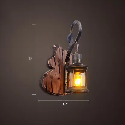 Rustic Distressed Wood & Glass Wall Sconce for Indoor  Image - 45