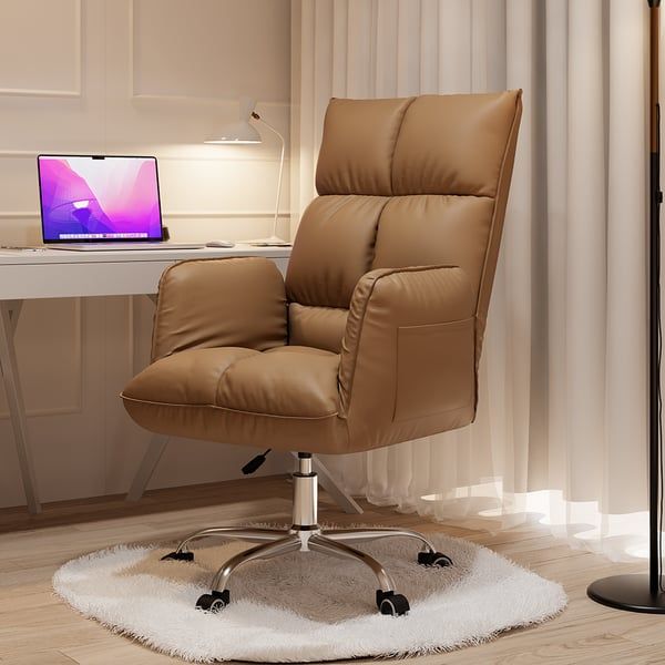 brown leather office chair