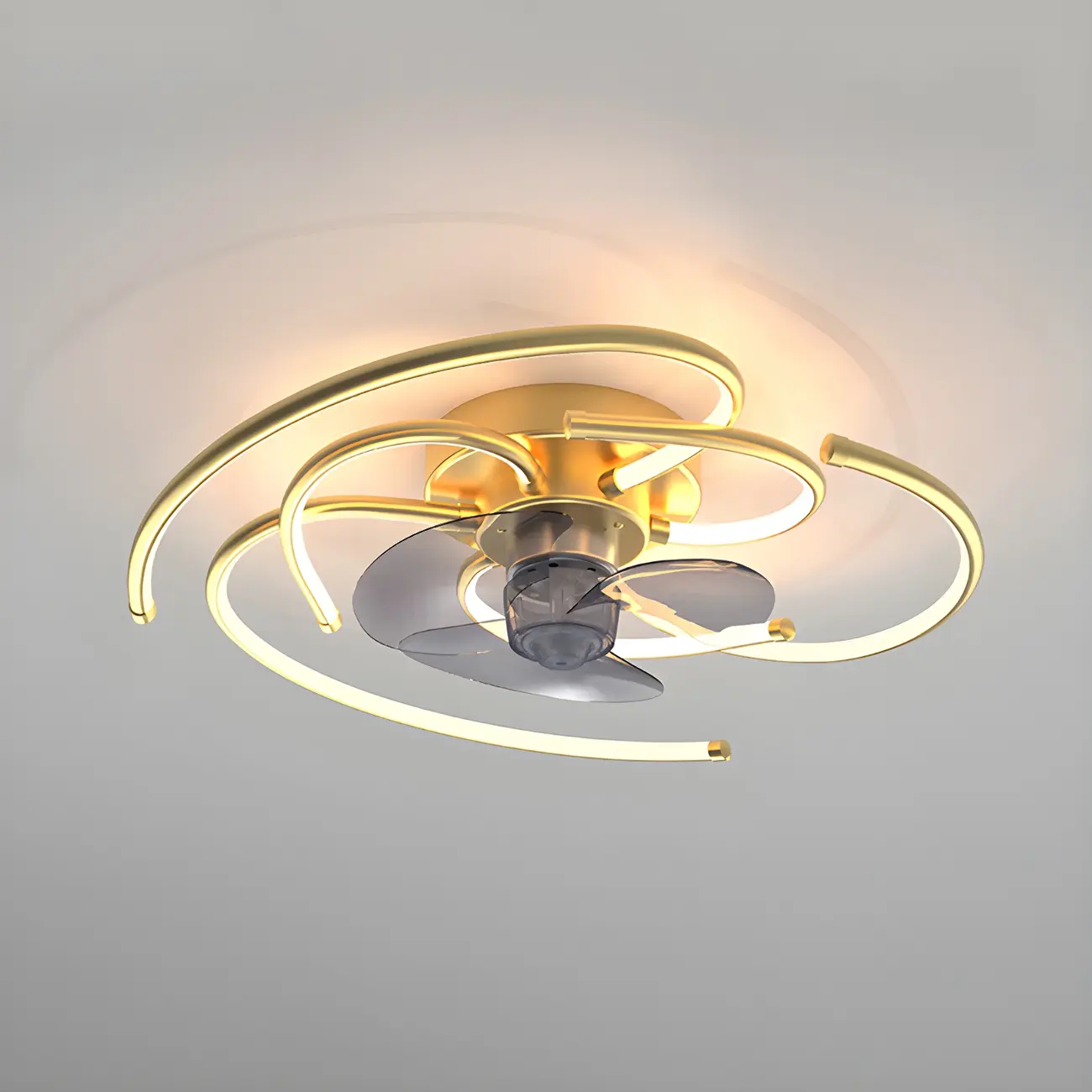 Remote Control Flush Mount Ceiling Fan with Dimmable LED Light Image - 2 | homeyfad