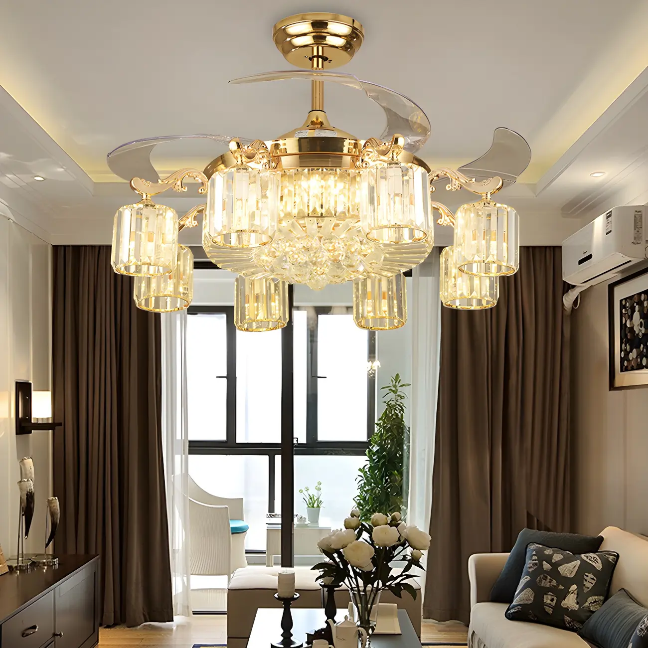 Luxury Crystal Remote Ceiling Fan with Dimming Light Image - 1 | homeyfad