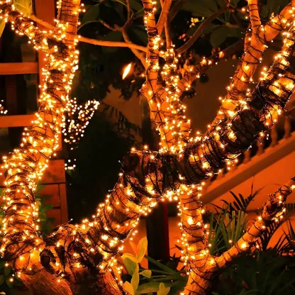 Colorful Solar Black Beaded LED Fairy Outdoor String Light Image - 2