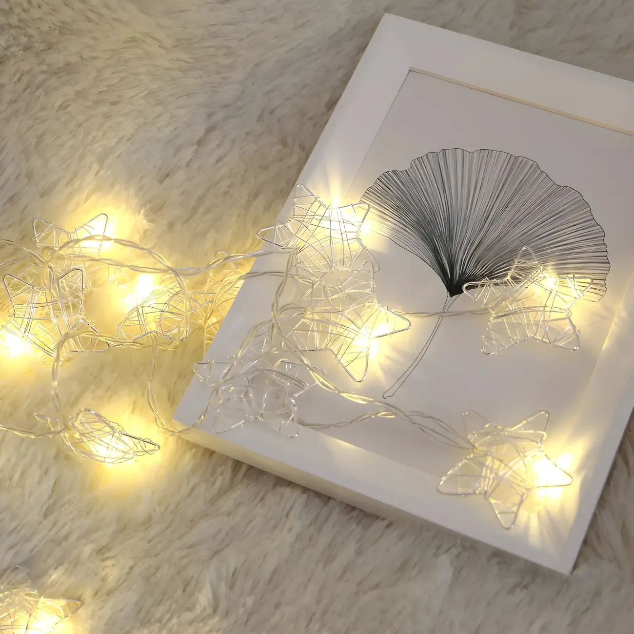 Silver Metal Wire Starry String Light Image - 1