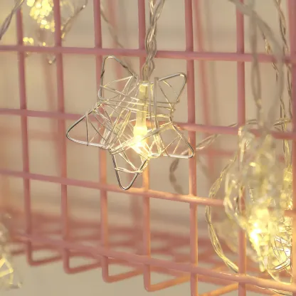 Silver Metal Wire Starry String Light Image - 5