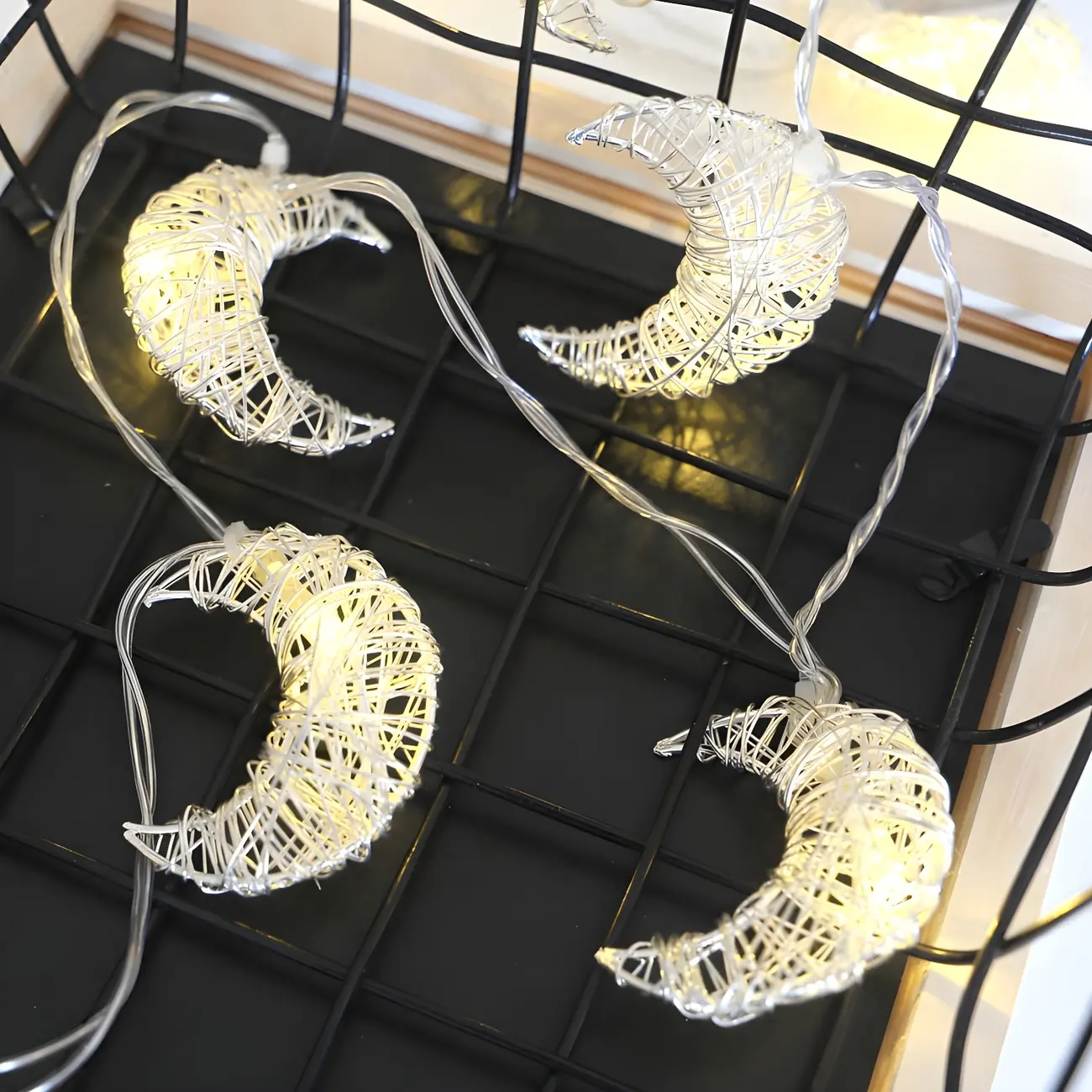 Ethereal White Weaving Crescent Battery String Lamp Image - 2 | homeyfad