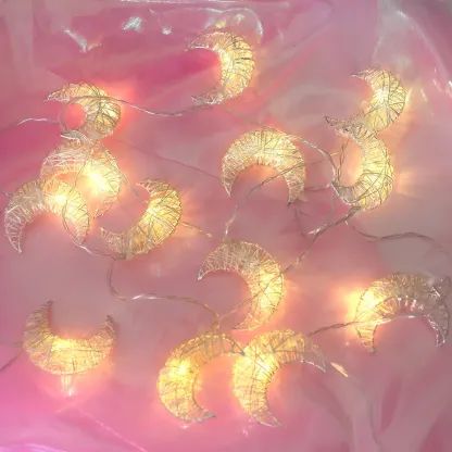 Ethereal White Weaving Crescent Battery String Lamp Image - 4
