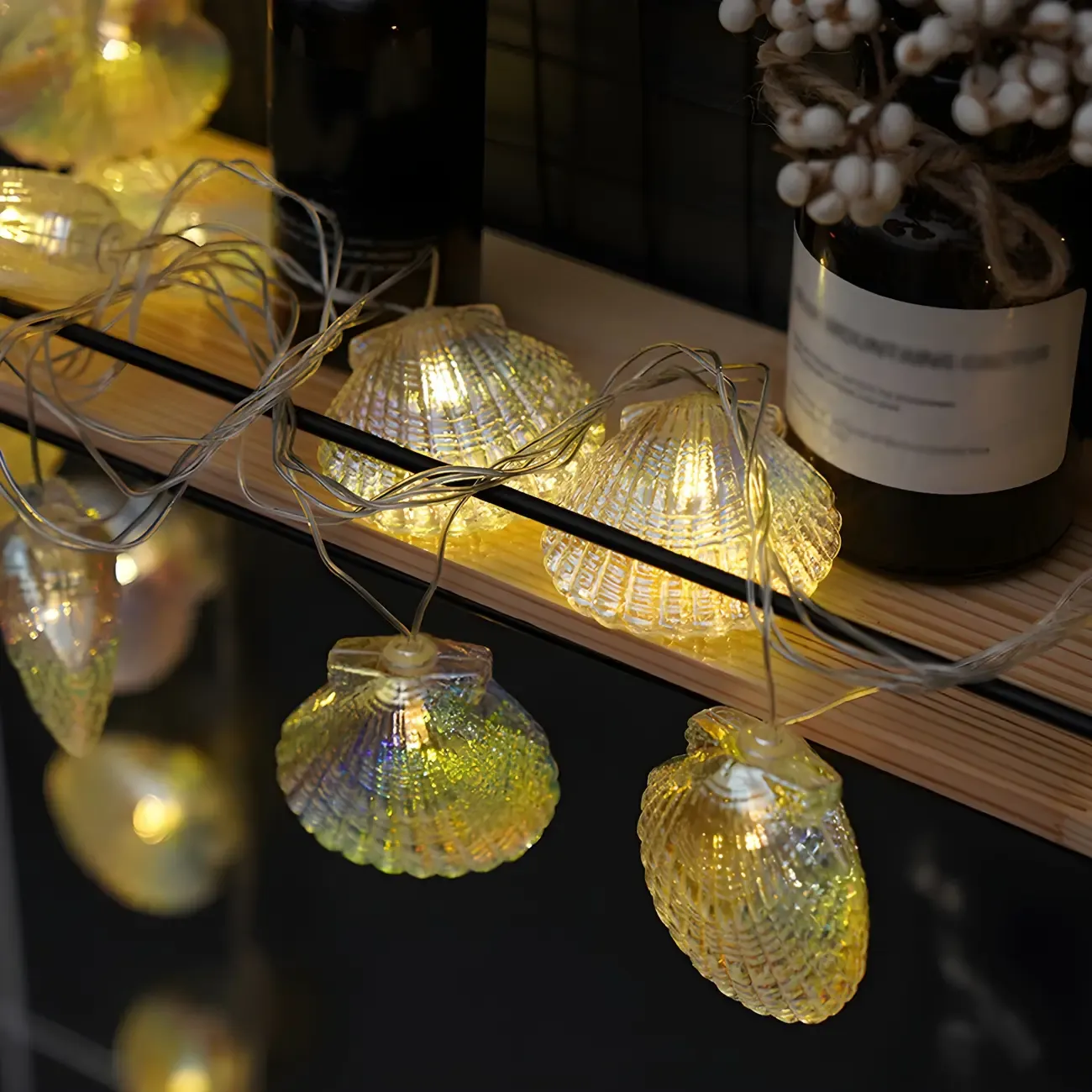 Warm Clear Seashell Design LED String Light Image - 3