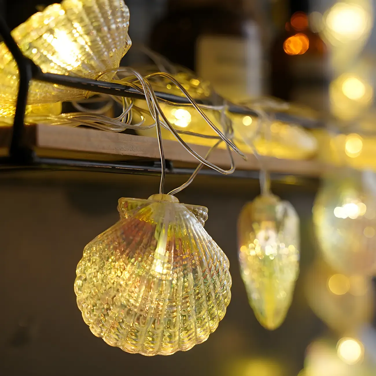 Warm Clear Seashell Design LED String Light Image - 5
