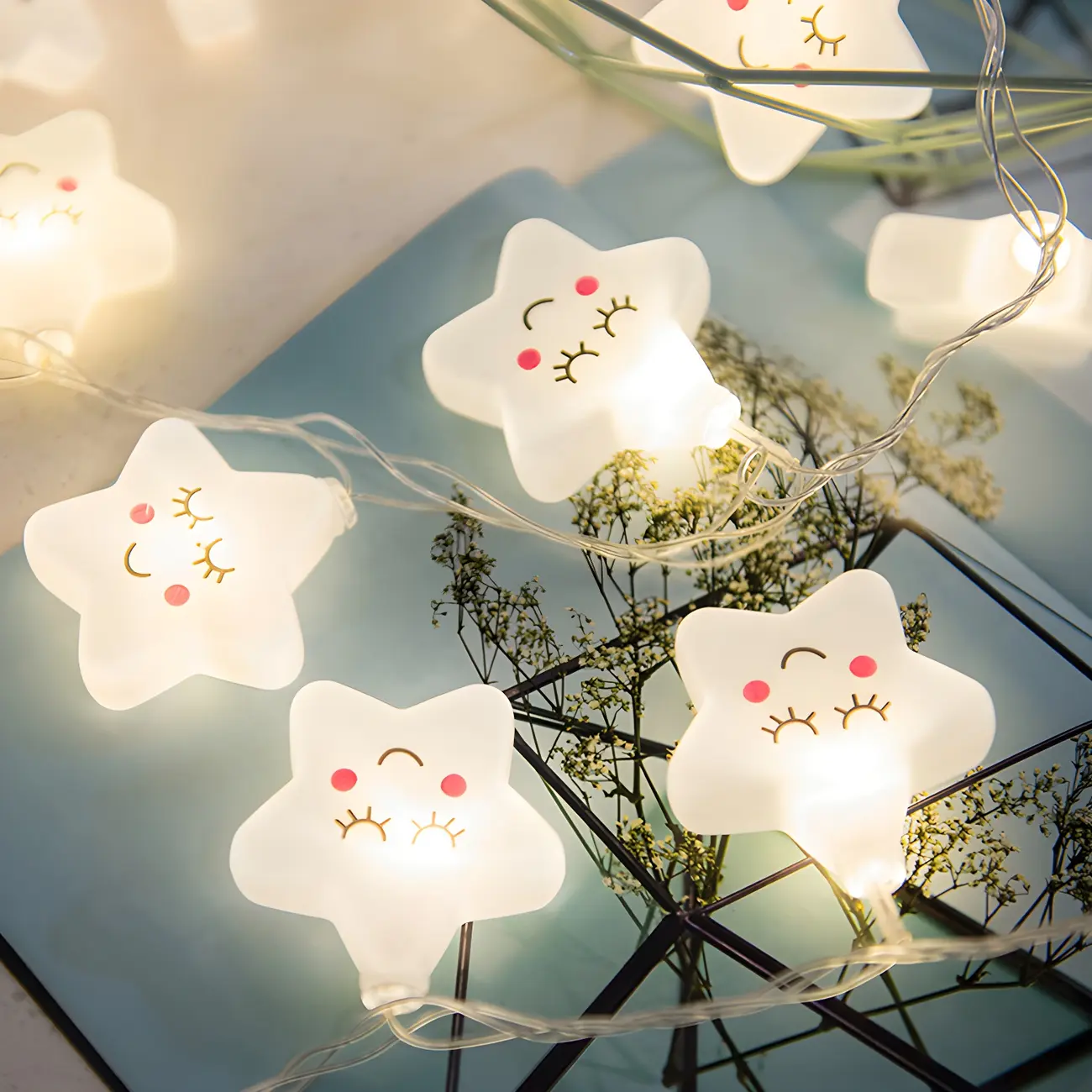 White Cute Star and Cloud LED String Light Image - 3 | homeyfad