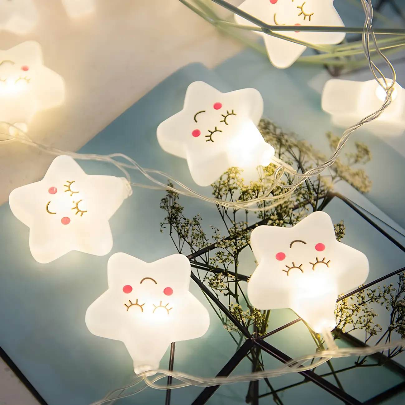 White Cute Star and Cloud LED String Light Image - 3