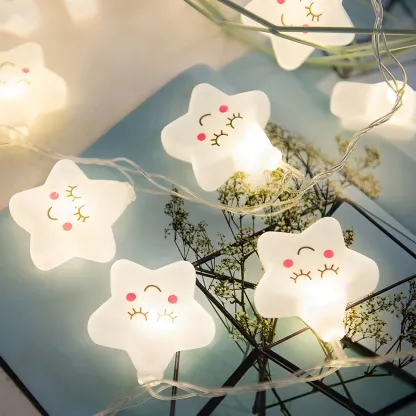 White Cute Star and Cloud LED String Light Image - 3