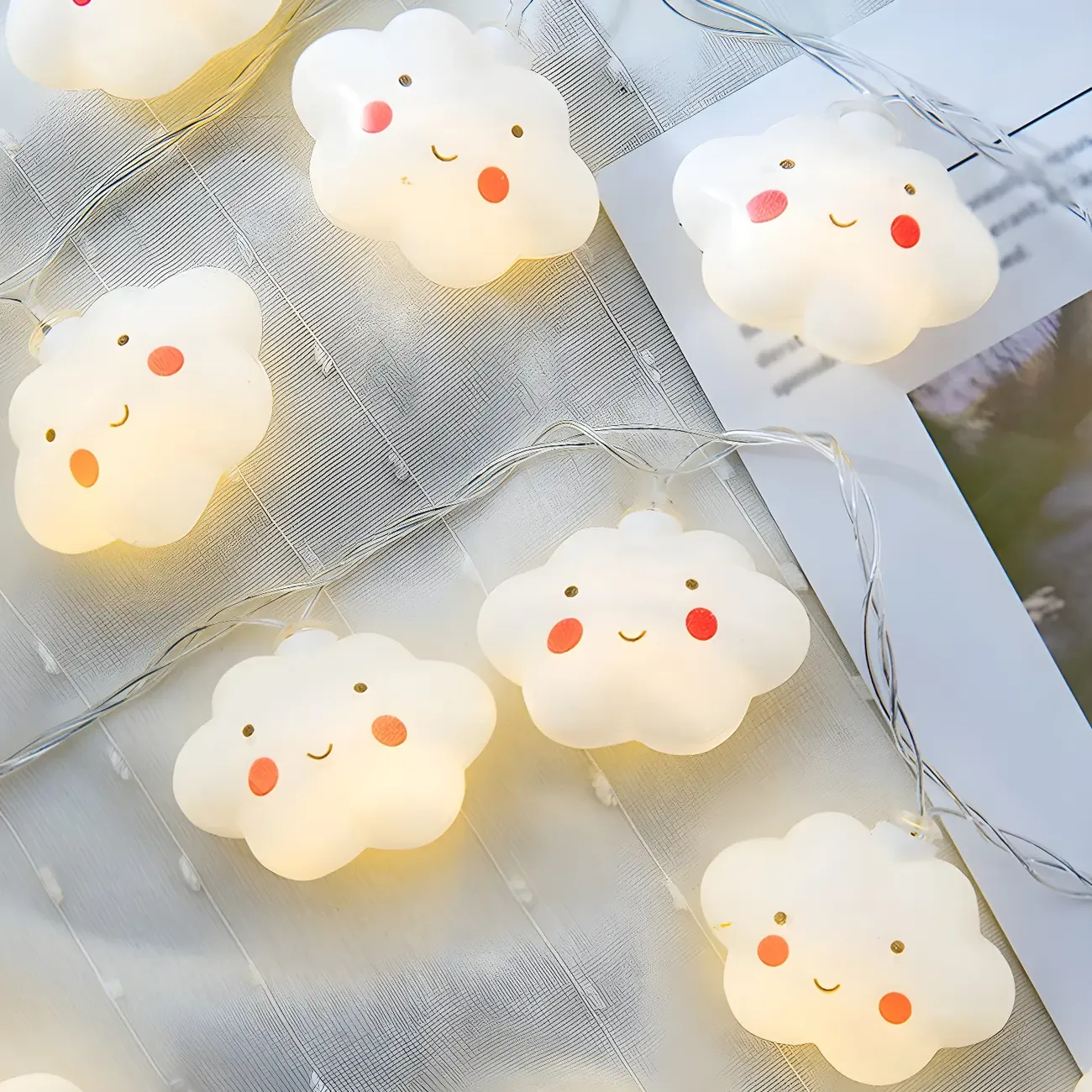White Cute Star and Cloud LED String Light Image - 5