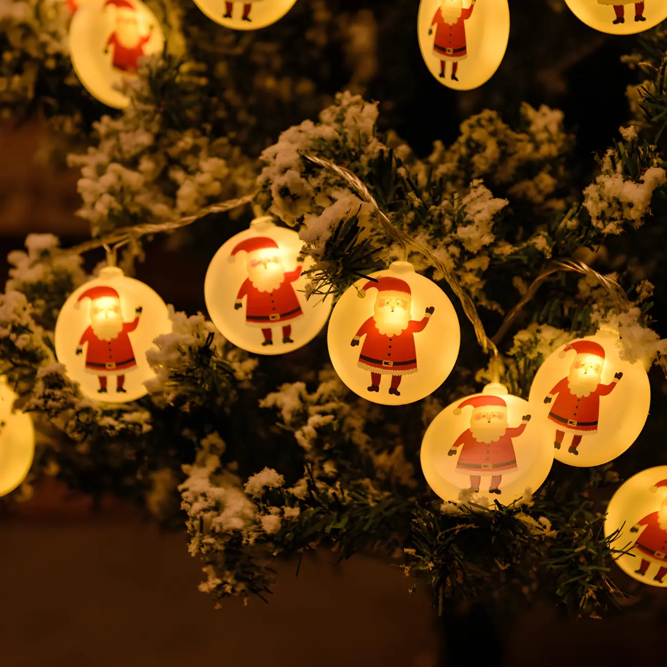 Festive Santa Flat Sphere Charming LED String Light Image - 1 | homeyfad