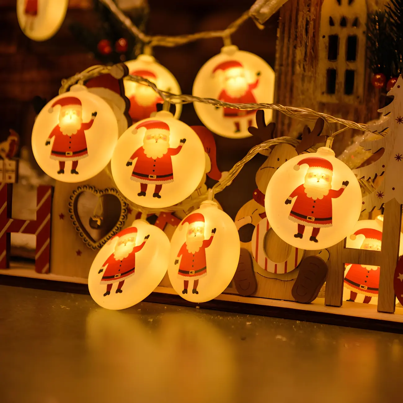 Festive Santa Flat Sphere Charming LED String Light Image - 2 | homeyfad