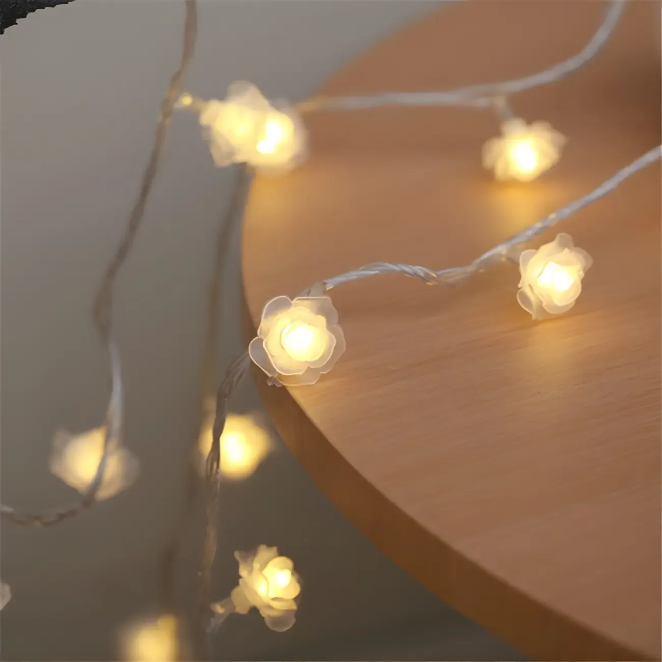 Plastic Clear Rose LED Warm String Light Image - 2