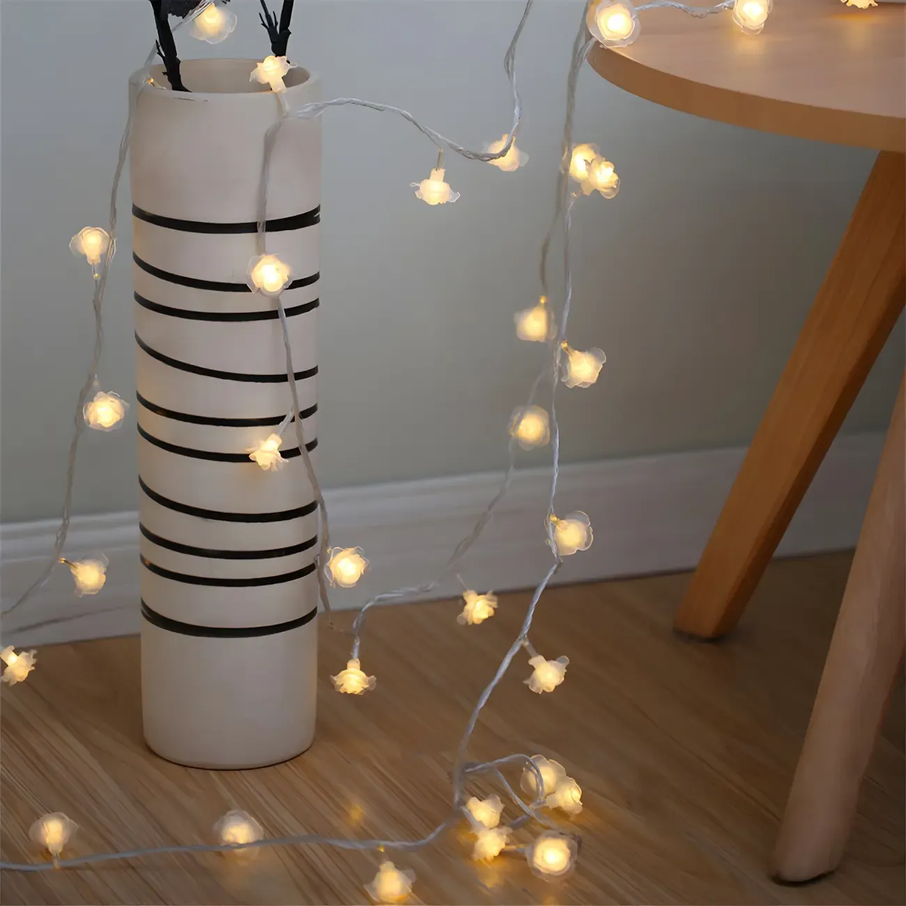 Plastic Clear Rose LED Warm String Light Image - 4