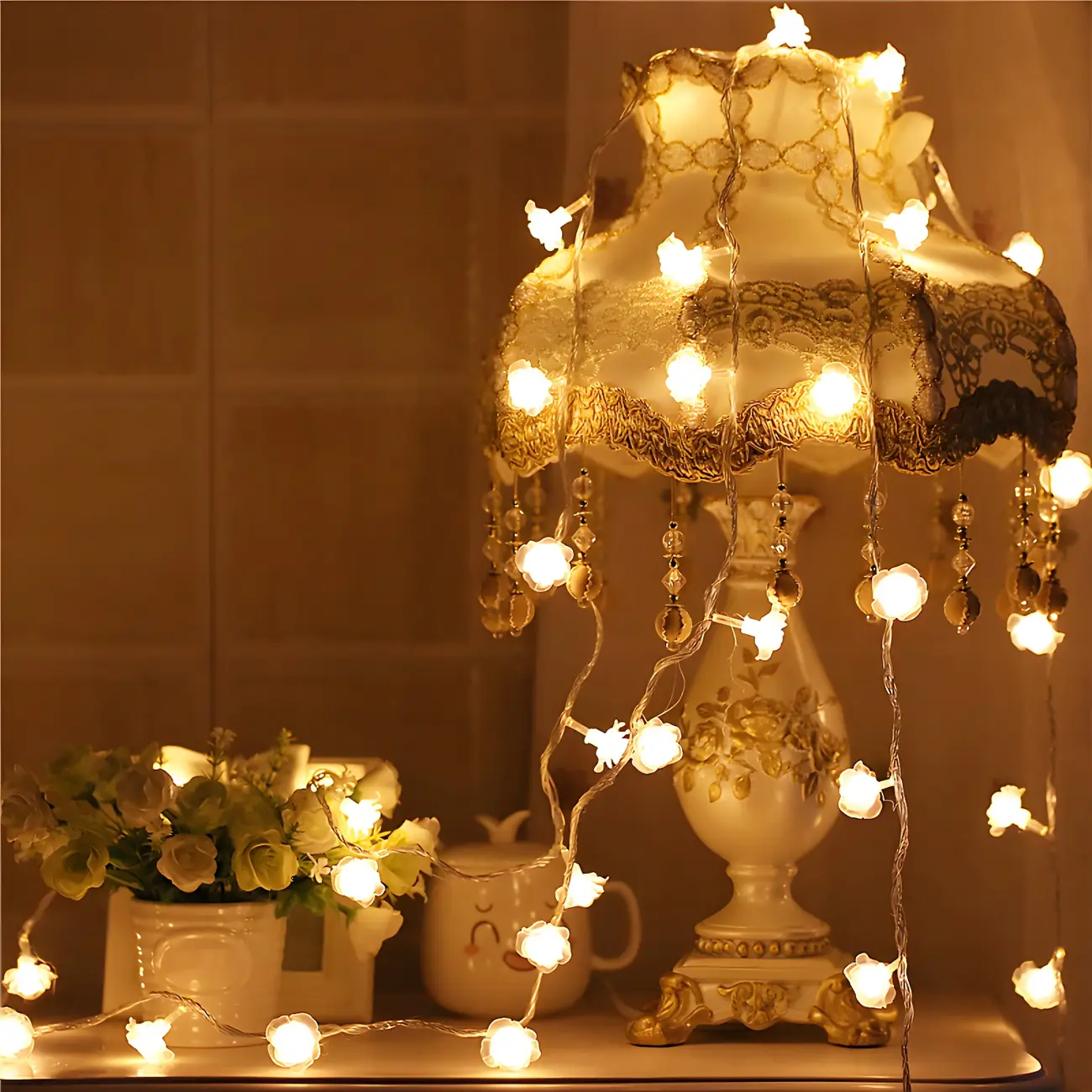 Plastic Clear Rose LED Warm String Light Image - 1 | homeyfad