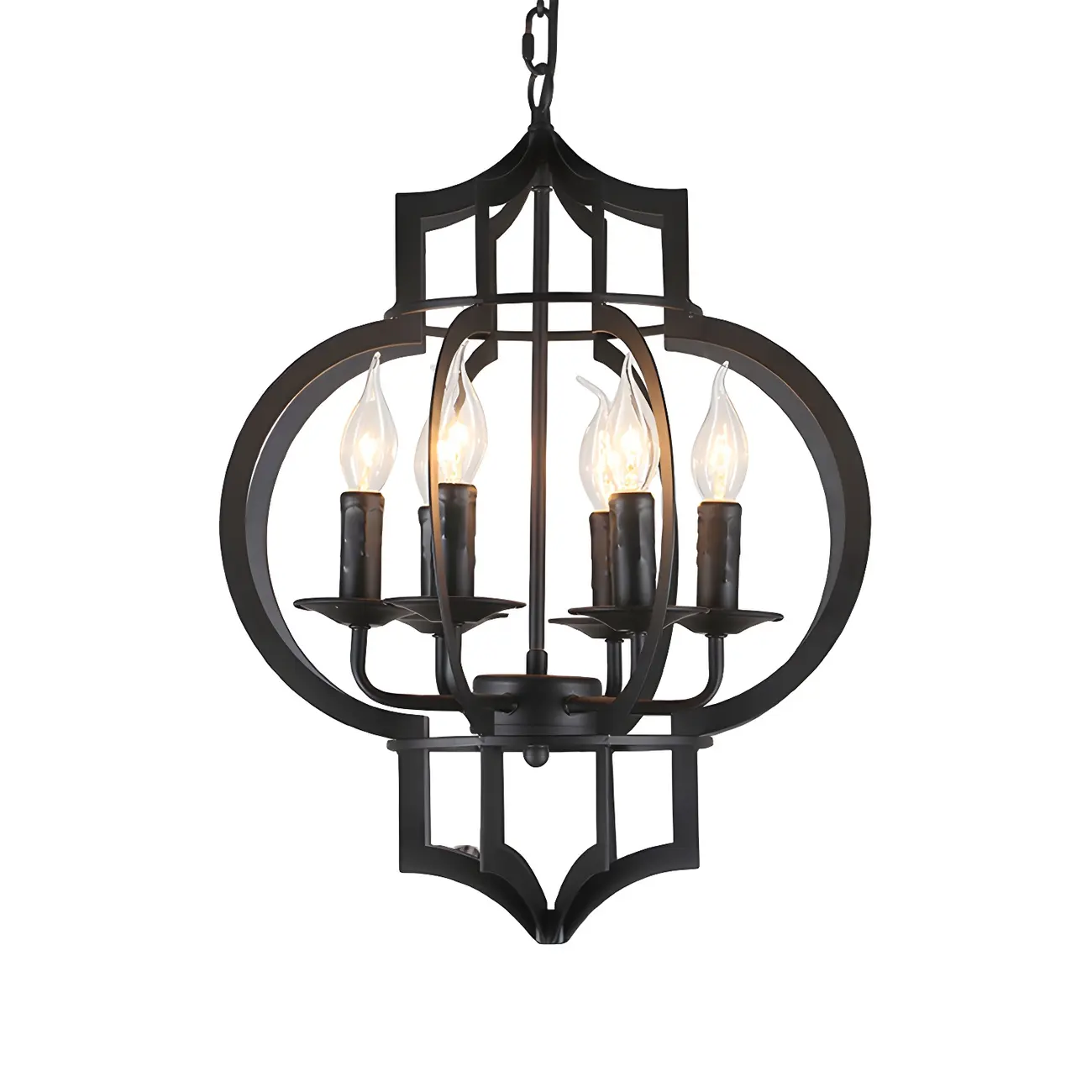 Industrial Metal Black Lantern Candle Chandelier Image - 5 | homeyfad